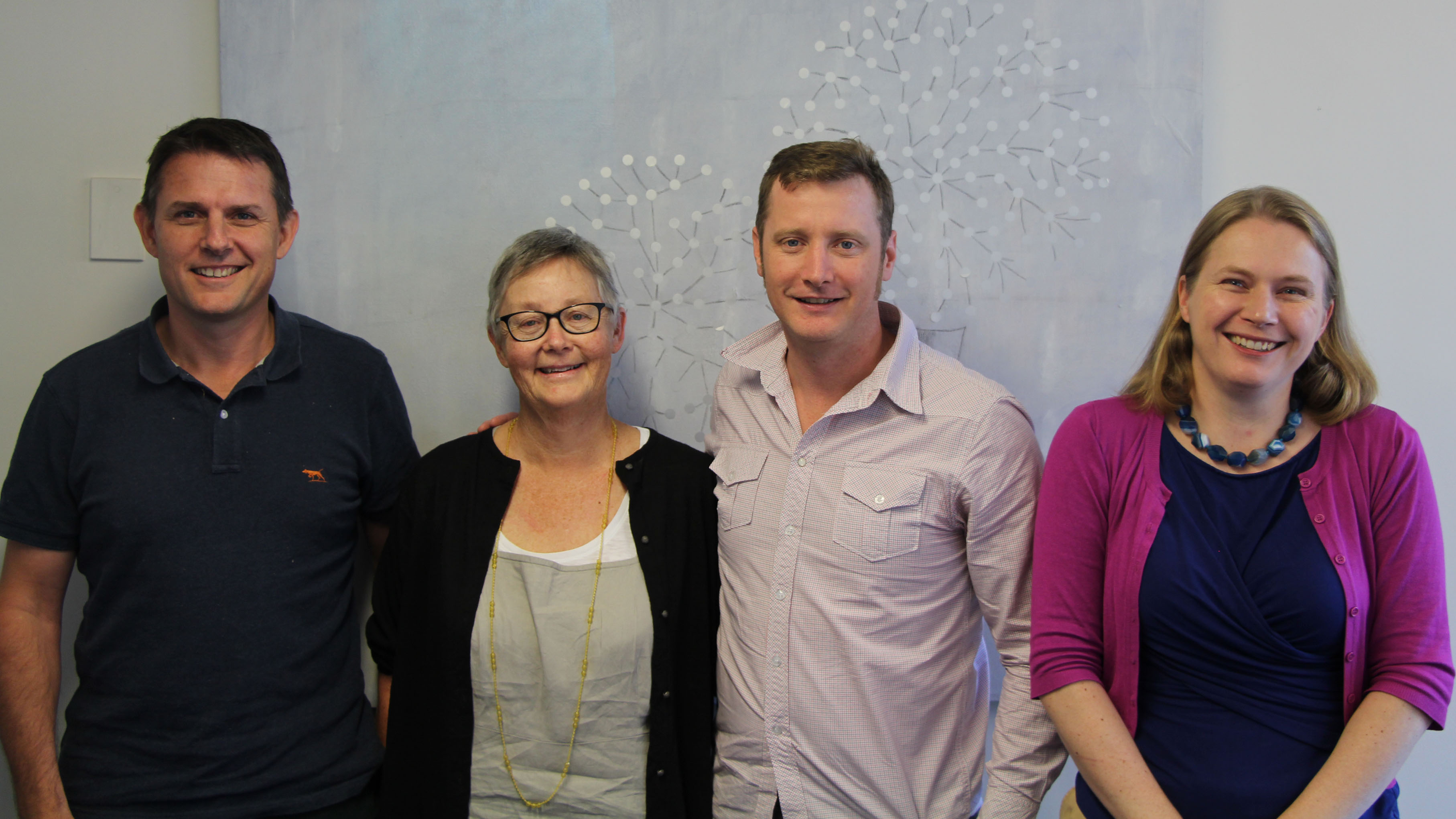 From left, Paul du Temple from Wheelers Books, SCIS cataloguer Ann Duncan,  Ben Chadwick and Rachel Elliott in New Zealand