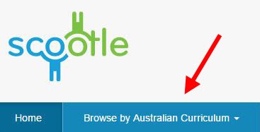 Screenshot of how to use Scootle to browse by Australian Curriculum