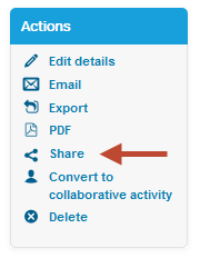 Screenshot of where to find the option to share learning paths in Scootle.