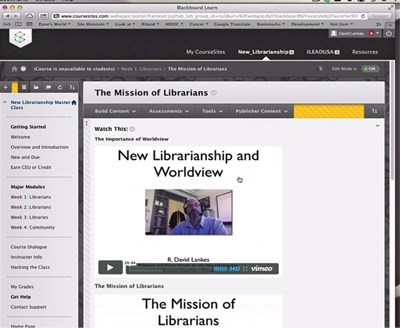 Screenshot of Interface for 'New Librarianship Masterclass'