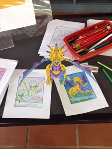 Illustrations of a dragon sculpture.