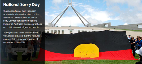 Screenshot from ABC Splash website about National Sorry Day