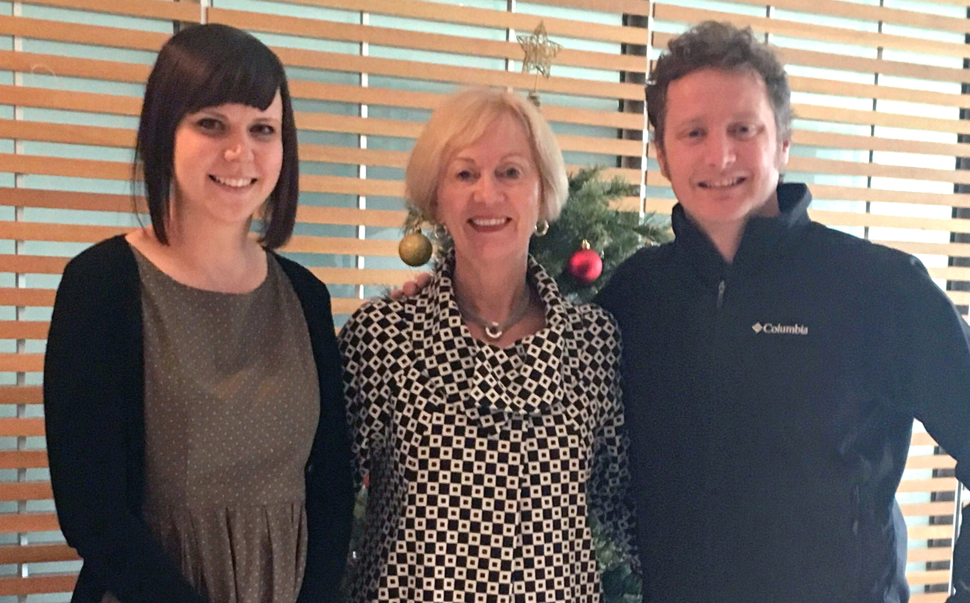 Connections editor Nicole Richardson, ESA CEO Susan Mann (retired) and SCIS manager Ben Chadwick standing together for a photo