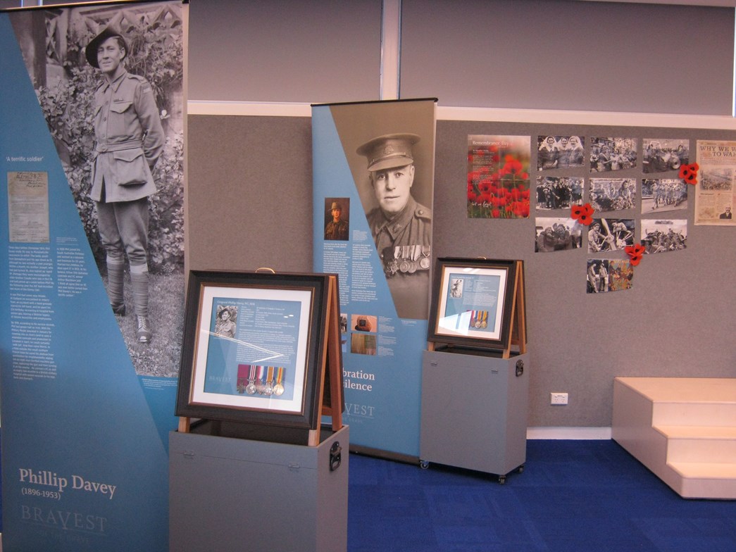Modbury High School library hosted Bravest of the Brave, a travelling exhibition developed for the Community History Unit of History SA
