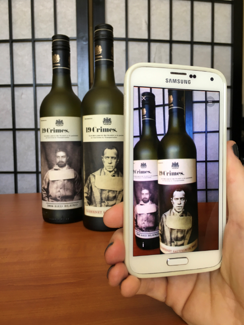 Image of wine bottle on Samsung mobile phone
