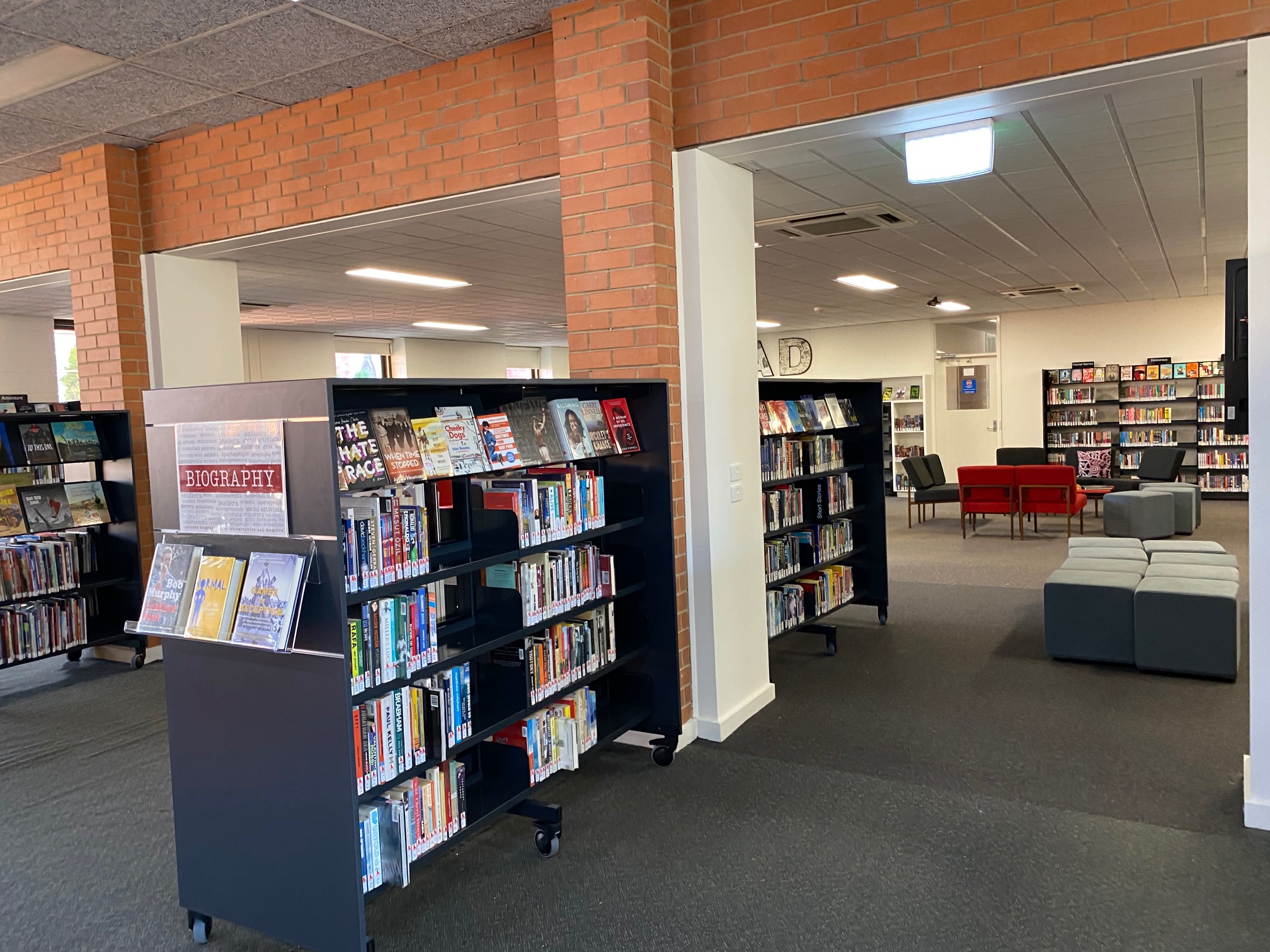 School library shelves