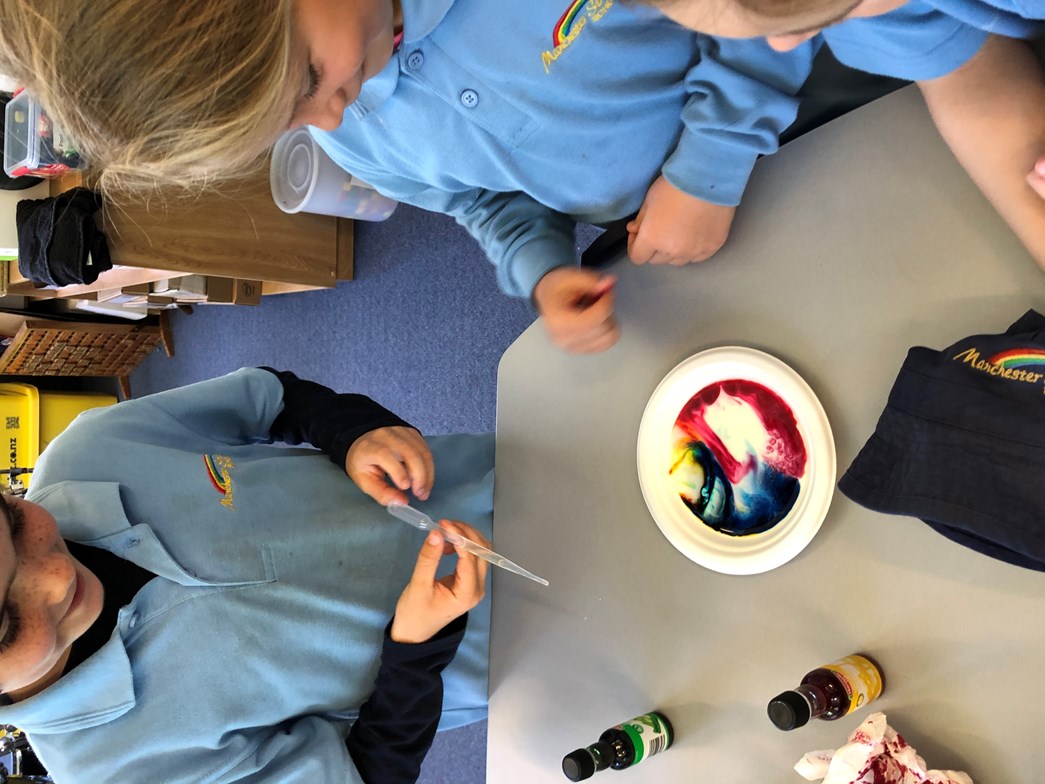 School children using a makerspace kit