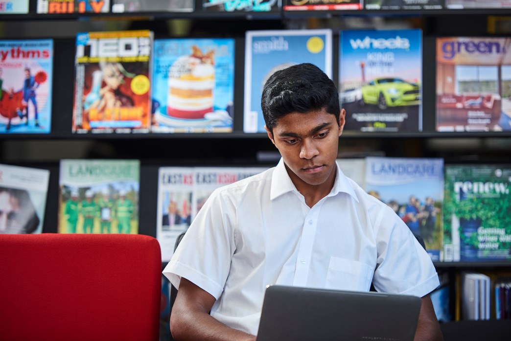Student using laptop
