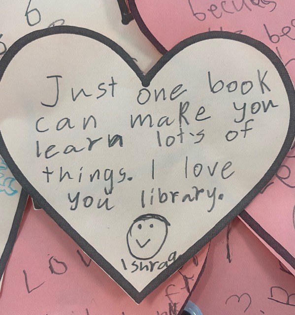 Library lovers' day card made by a student