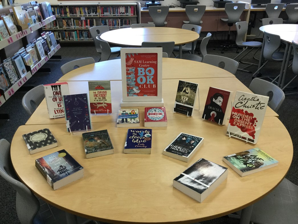 A display of horror books and mystery books