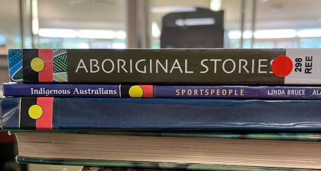 A photo of the spine labels Robyn Ellis inherited at her school