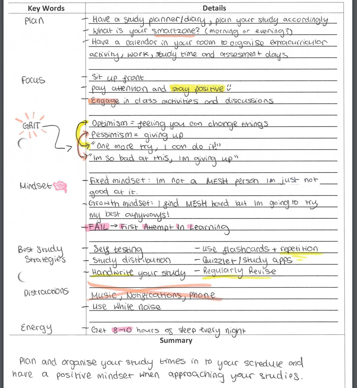 Cornell notetaking example